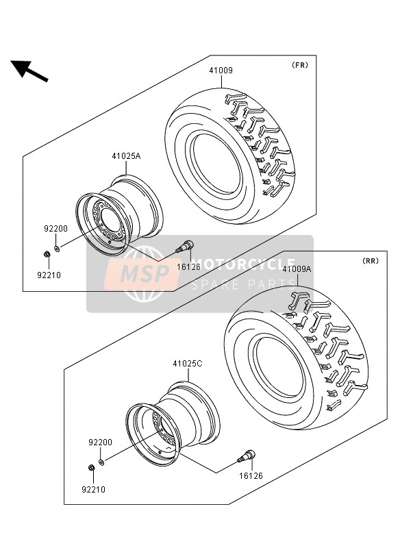 Kawasaki KVF360 4X4 2009 Tyres for a 2009 Kawasaki KVF360 4X4