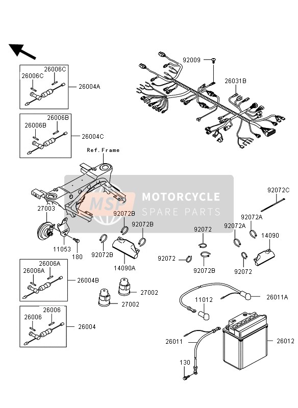 Kawasaki KVF360 4X4 2009 Equipo eléctrico del chasis para un 2009 Kawasaki KVF360 4X4