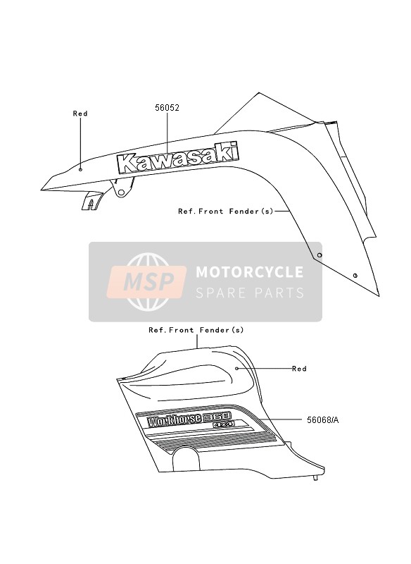 Kawasaki KVF360 4X4 2009 Decals (Red) (AS) for a 2009 Kawasaki KVF360 4X4