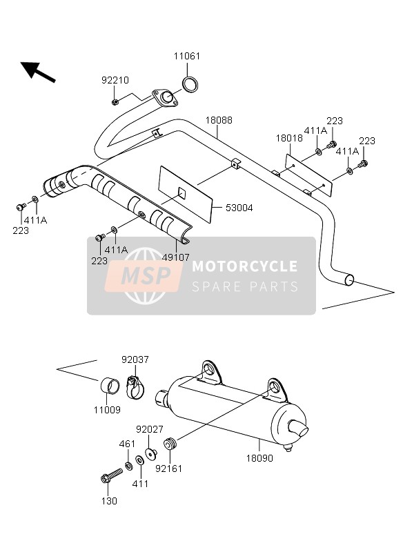 Kawasaki KVF360 2009 Silenciador para un 2009 Kawasaki KVF360