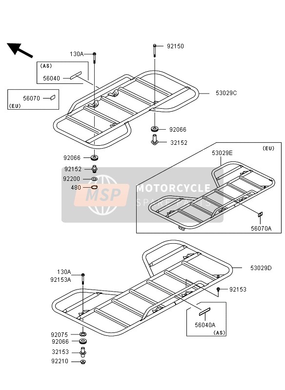 Kawasaki KVF360 2009 Carrier for a 2009 Kawasaki KVF360