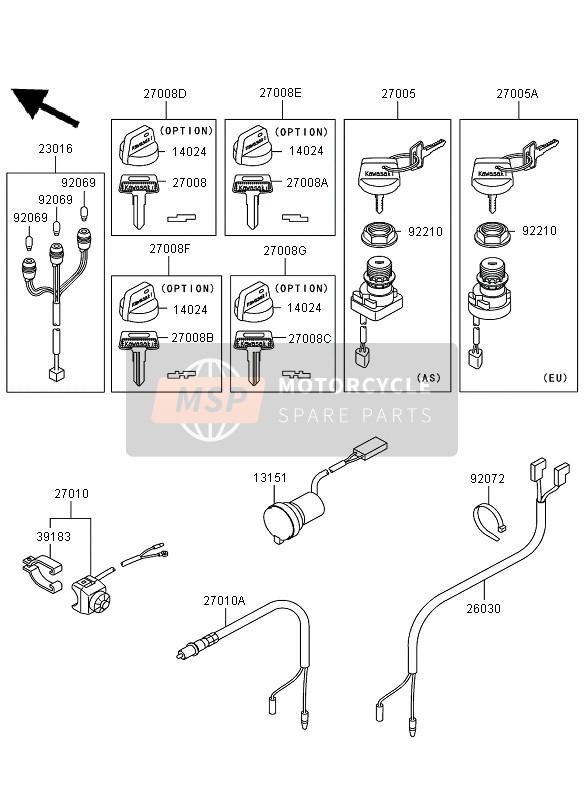 Kawasaki KVF360 2009 Ignition Switch for a 2009 Kawasaki KVF360