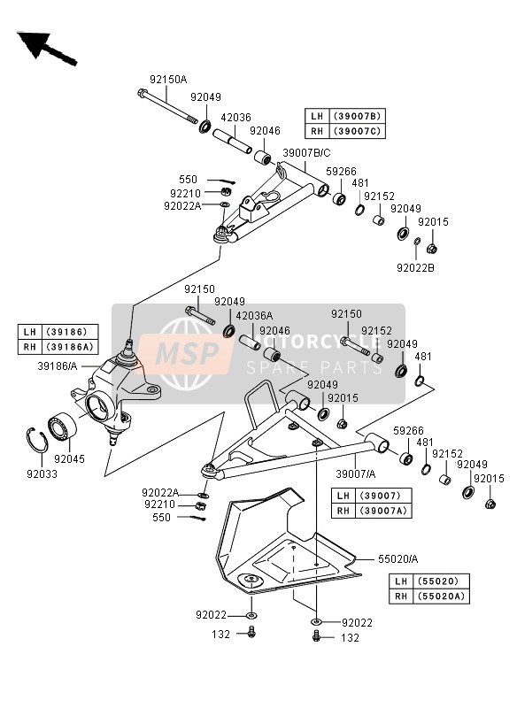 Kawasaki KVF750 4X4 2009 Front Suspension for a 2009 Kawasaki KVF750 4X4