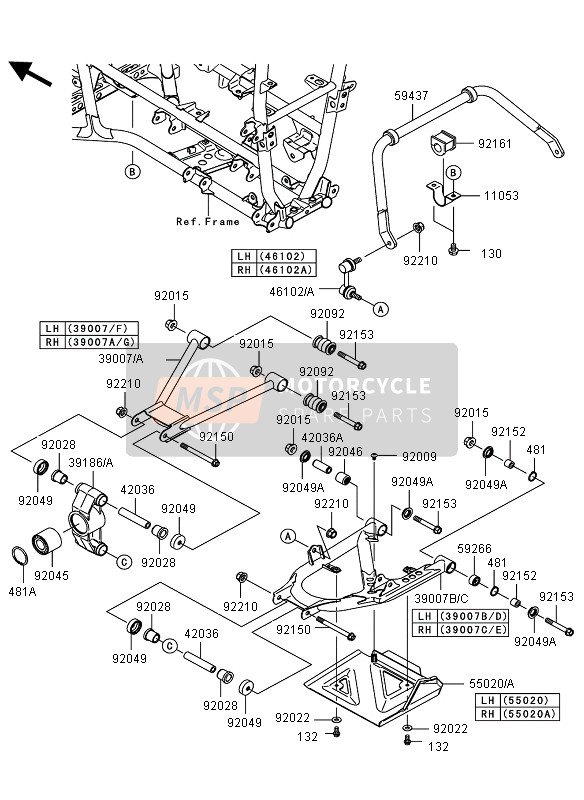 Kawasaki KVF750 4X4 2009 Sospensione posteriore per un 2009 Kawasaki KVF750 4X4