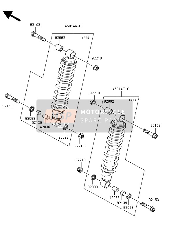 Kawasaki KVF750 4X4 2009 Shock Absorber for a 2009 Kawasaki KVF750 4X4