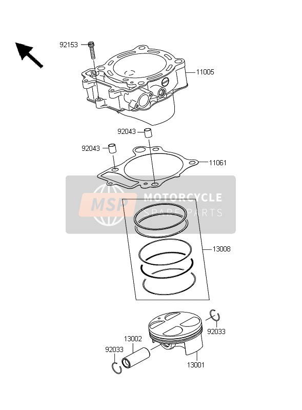 Kawasaki KFX450R 2010 Cylindre & Piston(S) pour un 2010 Kawasaki KFX450R