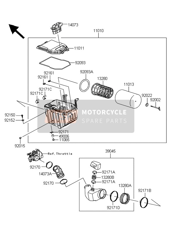 Kawasaki KFX450R 2010 Air Cleaner for a 2010 Kawasaki KFX450R