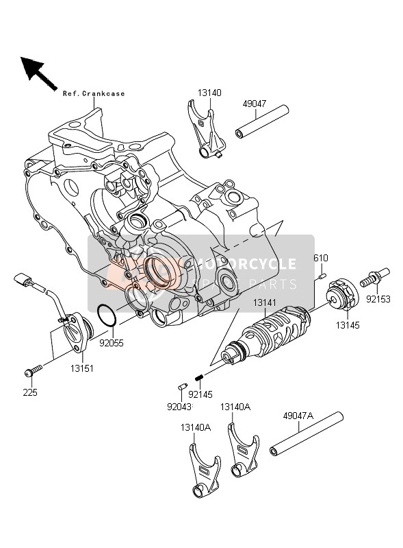 Kawasaki KFX450R 2010 Gear Change Drum & Shift Fork(S) for a 2010 Kawasaki KFX450R