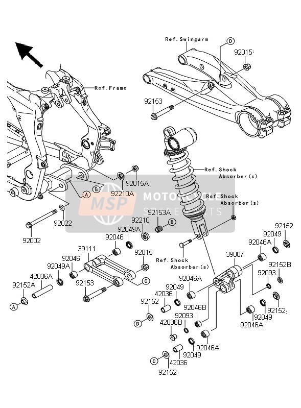 Kawasaki KFX450R 2010 Suspensión trasera para un 2010 Kawasaki KFX450R