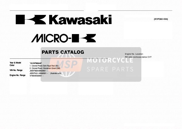 Kawasaki KVF360 4X4 2010 Model Identification for a 2010 Kawasaki KVF360 4X4