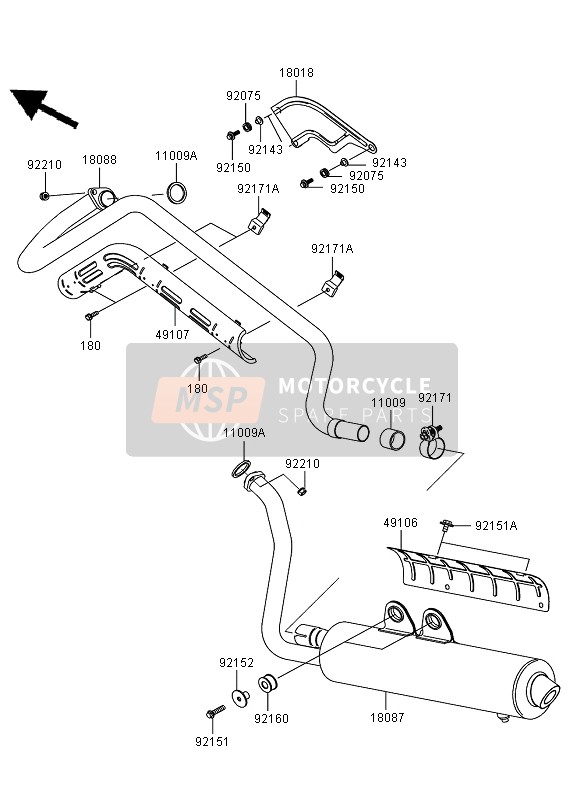 Kawasaki KVF650 4X4 2010 Muffler for a 2010 Kawasaki KVF650 4X4