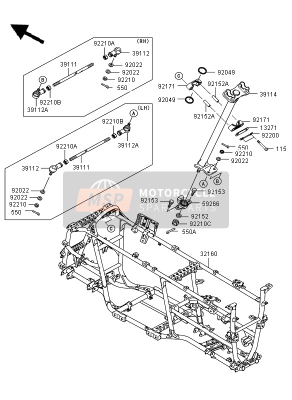 Kawasaki KVF750 4X4 2010 Frame for a 2010 Kawasaki KVF750 4X4