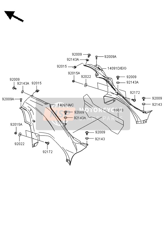 14091013716L, Cover,Side,Lh,D.R.Red, Kawasaki, 0