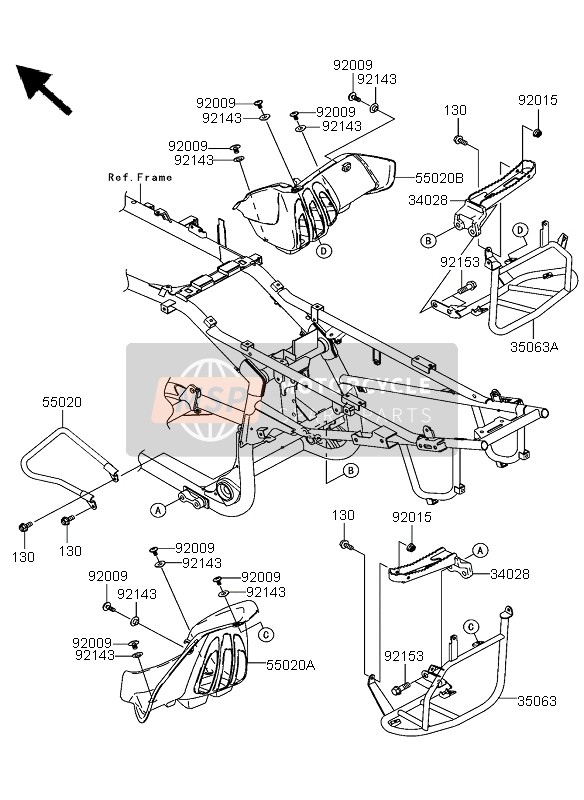 Kawasaki KFX700 2004 Repose-Pieds pour un 2004 Kawasaki KFX700