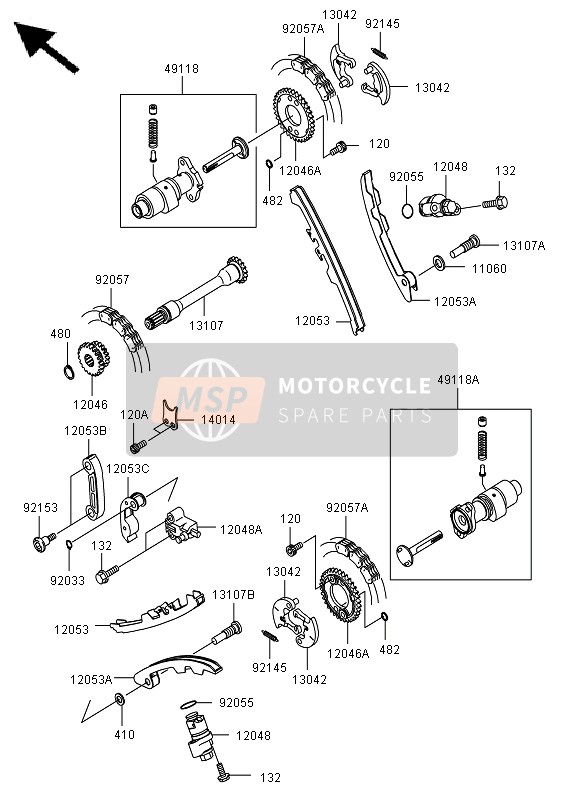 Kawasaki KVF650 4X4 2011 Nokkenas(S) & Spanner voor een 2011 Kawasaki KVF650 4X4