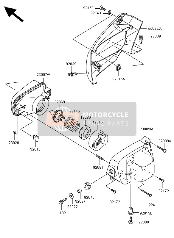 Kawasaki KVF650 4X4 2011 Headlight for a 2011 Kawasaki KVF650 4X4