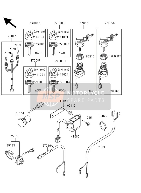 Kawasaki KVF360 4X4 2012 Ignition Switch for a 2012 Kawasaki KVF360 4X4