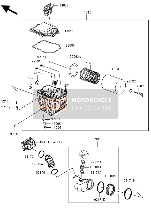 Kawasaki KFX450R 2012 Purificateur d'air pour un 2012 Kawasaki KFX450R