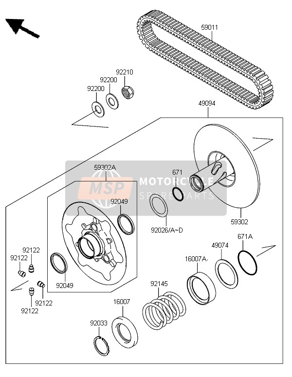 Kawasaki KVF650 4X4 2005 Drive Converter & Drive Belt for a 2005 Kawasaki KVF650 4X4