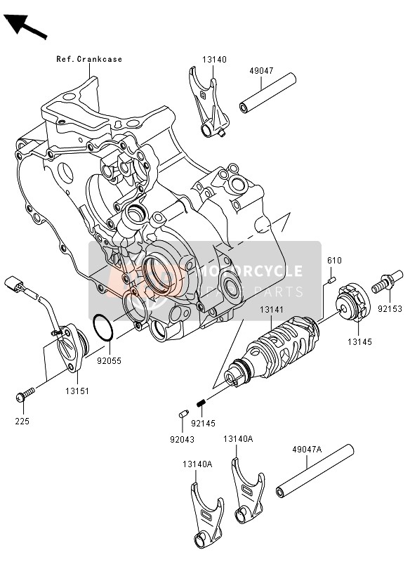 Kawasaki KFX450R 2012 Gear Change Drum & Shift Fork(S) for a 2012 Kawasaki KFX450R