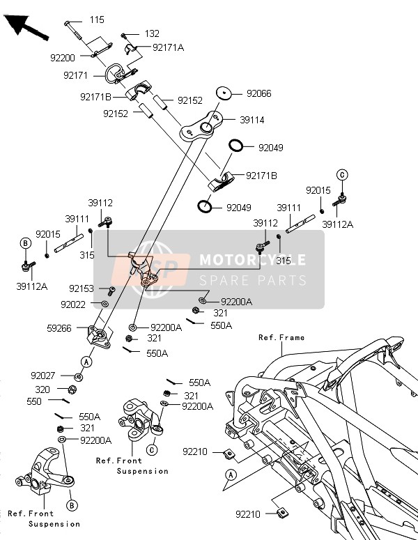 Kawasaki KFX450R 2012 Steering Shaft for a 2012 Kawasaki KFX450R