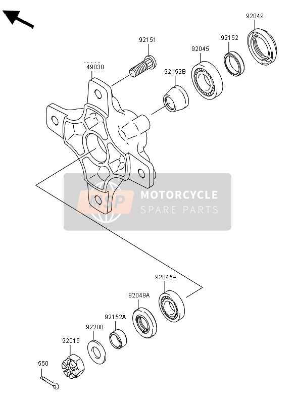 Kawasaki KFX450R 2012 VORDERRADNABE für ein 2012 Kawasaki KFX450R