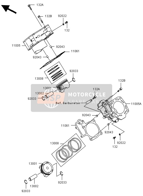 Kawasaki KVF650 4X4 2012 Cylindre & Piston(S) pour un 2012 Kawasaki KVF650 4X4