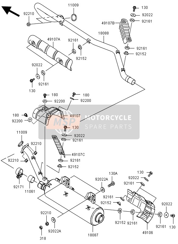 Kawasaki KVF650 4X4 2012 Muffler for a 2012 Kawasaki KVF650 4X4