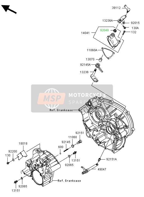 Kawasaki KVF750 4X4 2012 Gear Change Mechanism for a 2012 Kawasaki KVF750 4X4