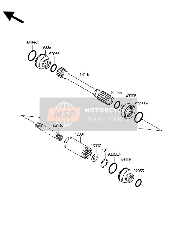 Kawasaki KVF650 4X4 2005 Aandrijfas & Propeller voor een 2005 Kawasaki KVF650 4X4