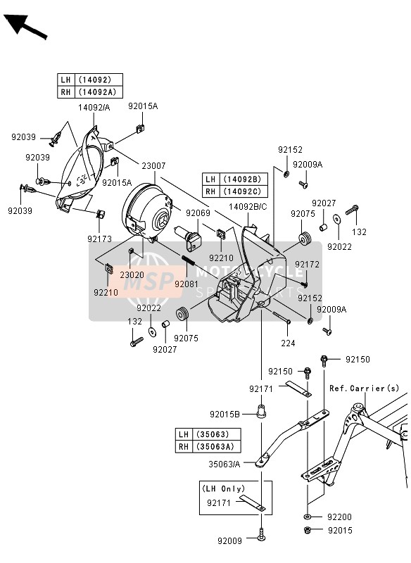 1409201906Z, Afdekkap,Koplamp,Lh, Kawasaki, 1