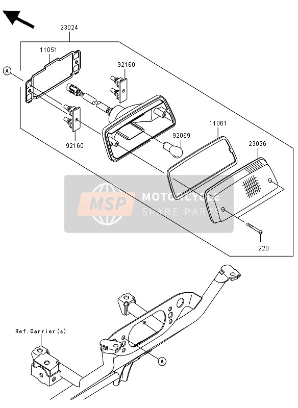 Kawasaki KVF750 4X4 2012 Tail Light for a 2012 Kawasaki KVF750 4X4