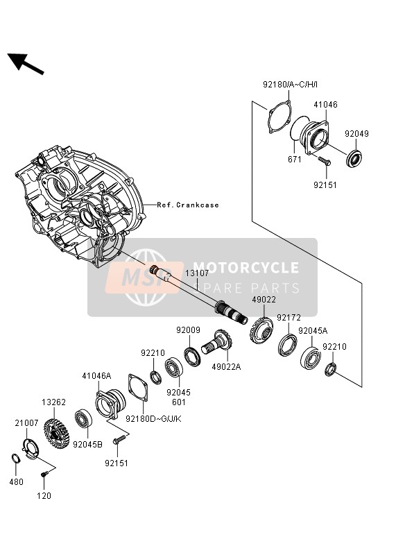 Kawasaki KVF750 4x4 EPS 2012 Front Bevel Gear for a 2012 Kawasaki KVF750 4x4 EPS