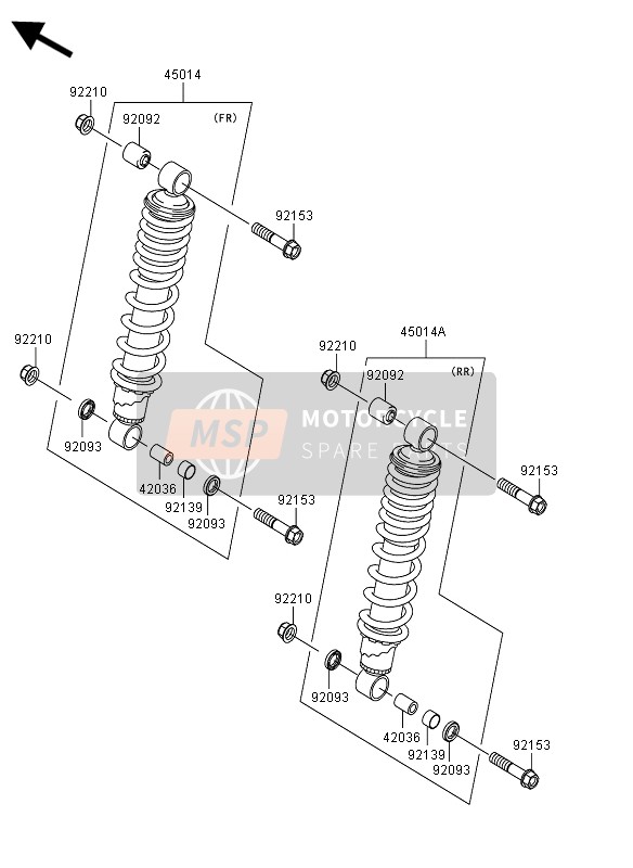 Kawasaki KVF750 4x4 EPS 2012 Ammortizzatore per un 2012 Kawasaki KVF750 4x4 EPS