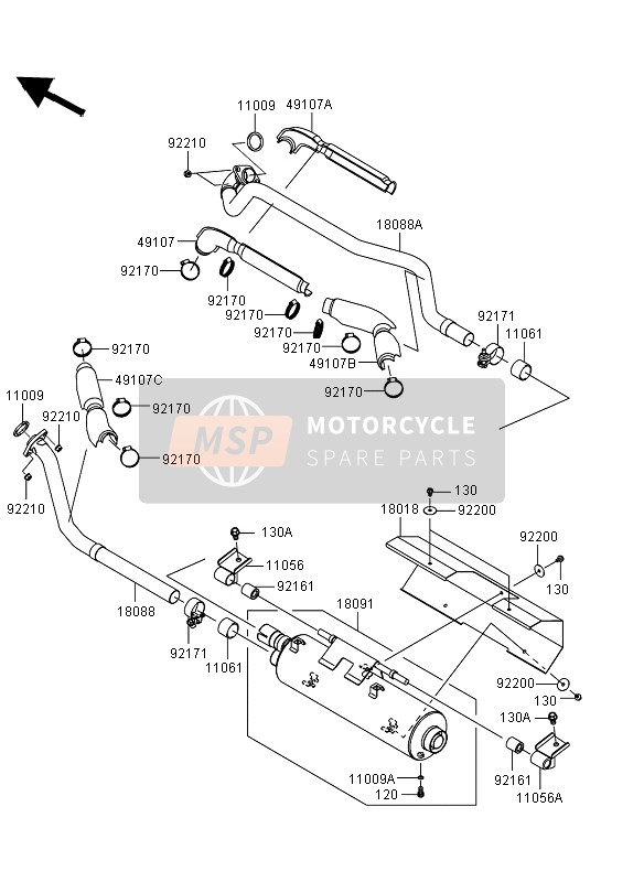 Kawasaki KVF750 4x4 EPS 2013 SCHALLDÄMPFER für ein 2013 Kawasaki KVF750 4x4 EPS