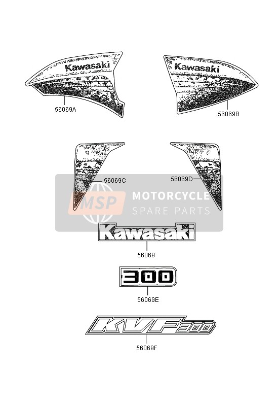 Kawasaki KVF300 2013 Décalcomanies (Noir) pour un 2013 Kawasaki KVF300