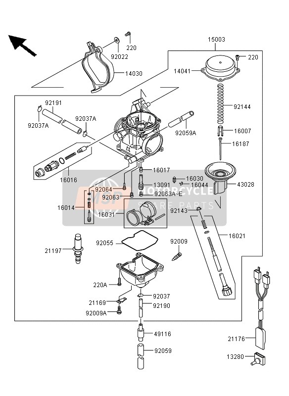 Kawasaki KVF360 4X4 2013 Carburettor for a 2013 Kawasaki KVF360 4X4