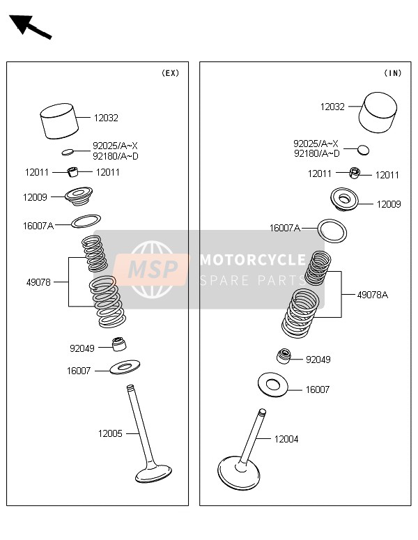 Kawasaki KFX450R 2013 Kleppen voor een 2013 Kawasaki KFX450R