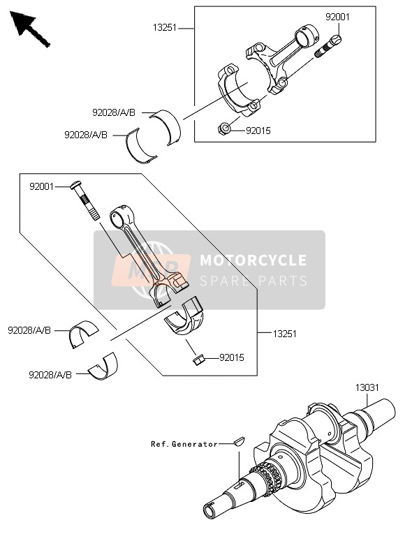 Kawasaki BRUTE FORCE 650 4x4i 2014 Crankshaft for a 2014 Kawasaki BRUTE FORCE 650 4x4i