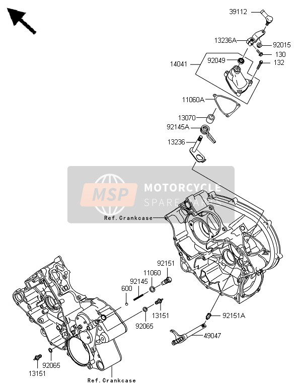 Kawasaki BRUTE FORCE 650 4x4i 2014 Gear Change Mechanism for a 2014 Kawasaki BRUTE FORCE 650 4x4i