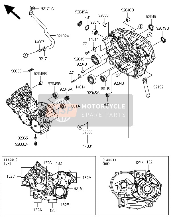 Kawasaki BRUTE FORCE 650 4x4i 2014 Crankcase for a 2014 Kawasaki BRUTE FORCE 650 4x4i