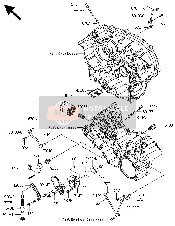 Kawasaki BRUTE FORCE 650 4x4i 2014 Oil Pump for a 2014 Kawasaki BRUTE FORCE 650 4x4i