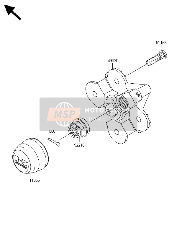 Kawasaki BRUTE FORCE 650 4x4i 2014 Moyeu avant pour un 2014 Kawasaki BRUTE FORCE 650 4x4i