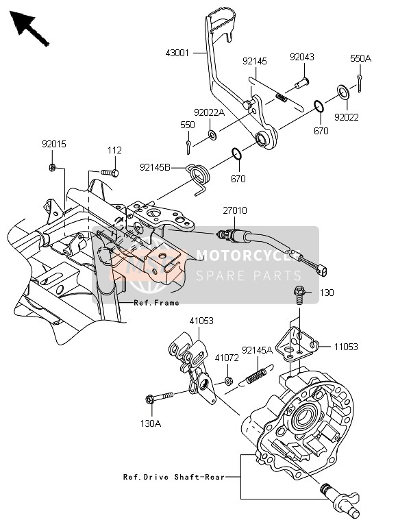 Kawasaki BRUTE FORCE 650 4x4i 2014 Brake Pedal for a 2014 Kawasaki BRUTE FORCE 650 4x4i