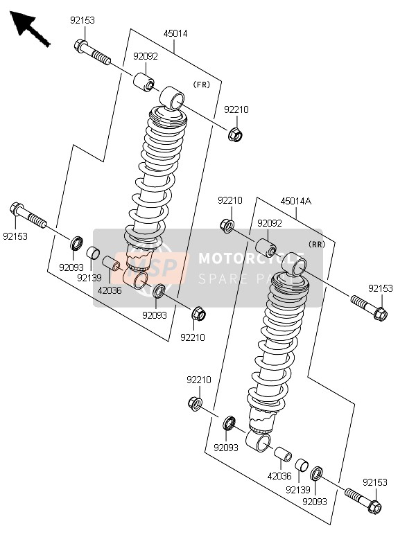 Kawasaki BRUTE FORCE 650 4x4i 2014 Shock Absorber(S) for a 2014 Kawasaki BRUTE FORCE 650 4x4i