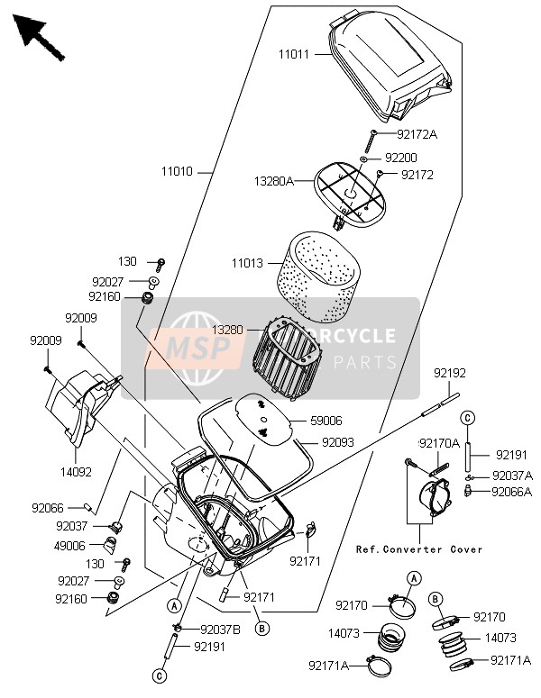 Kawasaki BRUTE FORCE 750 4X4i EPS(GEF) 2014 Purificateur d'air pour un 2014 Kawasaki BRUTE FORCE 750 4X4i EPS(GEF)