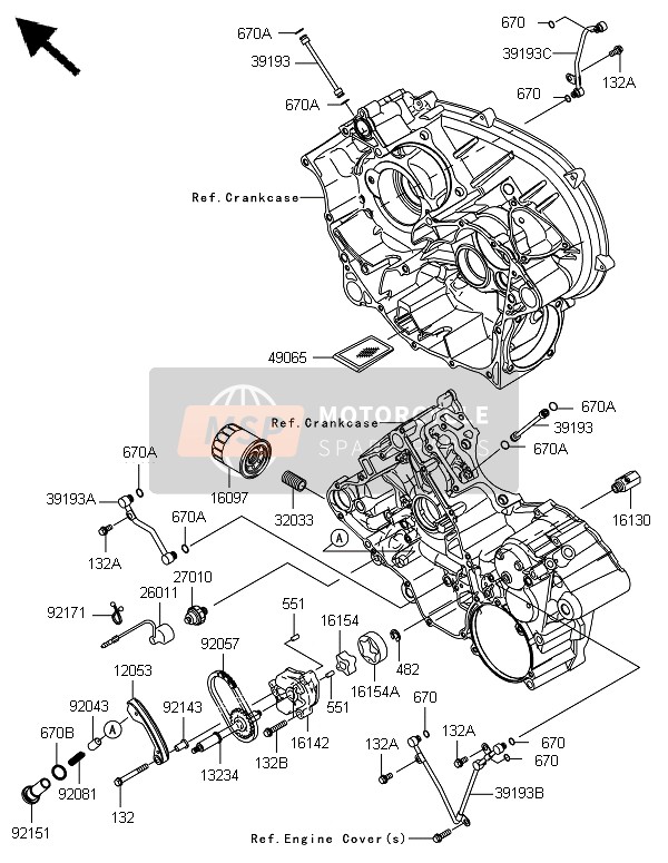 Kawasaki BRUTE FORCE 750 4X4i EPS(GEF) 2014 La pompe à huile pour un 2014 Kawasaki BRUTE FORCE 750 4X4i EPS(GEF)