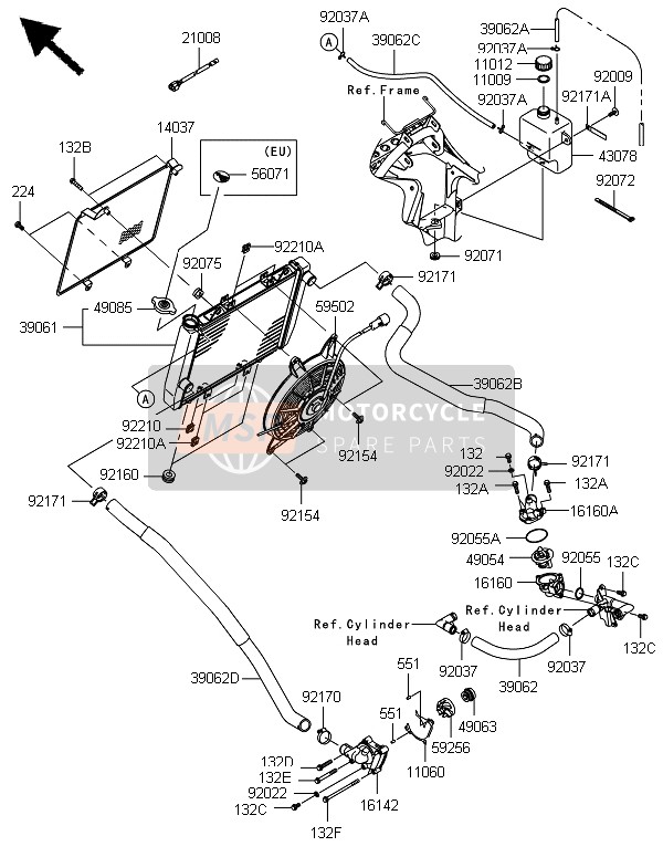 Kawasaki BRUTE FORCE 750 4X4i EPS(GEF) 2014 Radiator for a 2014 Kawasaki BRUTE FORCE 750 4X4i EPS(GEF)