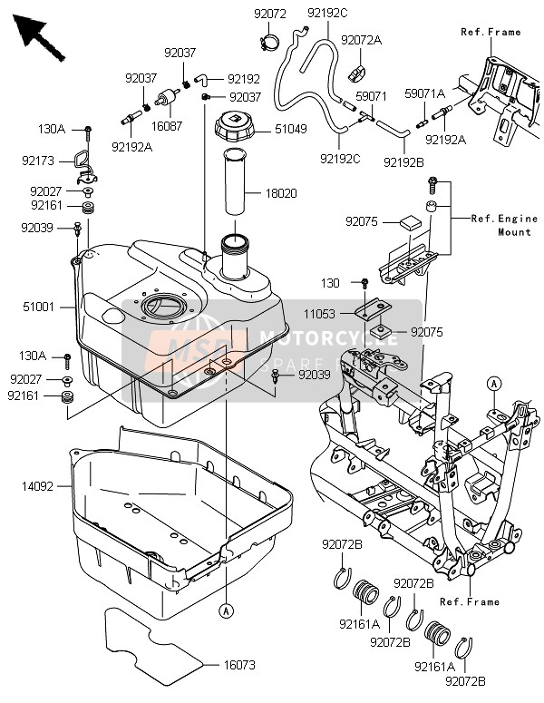 Kawasaki BRUTE FORCE 750 4X4i EPS(GEF) 2014 Fuel Tank for a 2014 Kawasaki BRUTE FORCE 750 4X4i EPS(GEF)