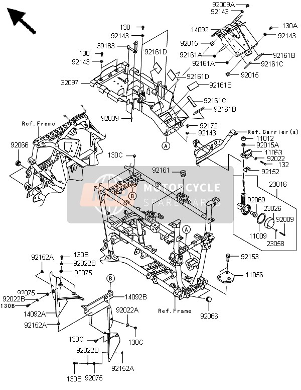 Kawasaki BRUTE FORCE 750 4X4i EPS(HEF) 2014 Frame Montagestukken voor een 2014 Kawasaki BRUTE FORCE 750 4X4i EPS(HEF)